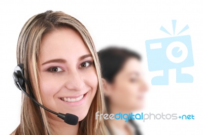 A call center agent working.