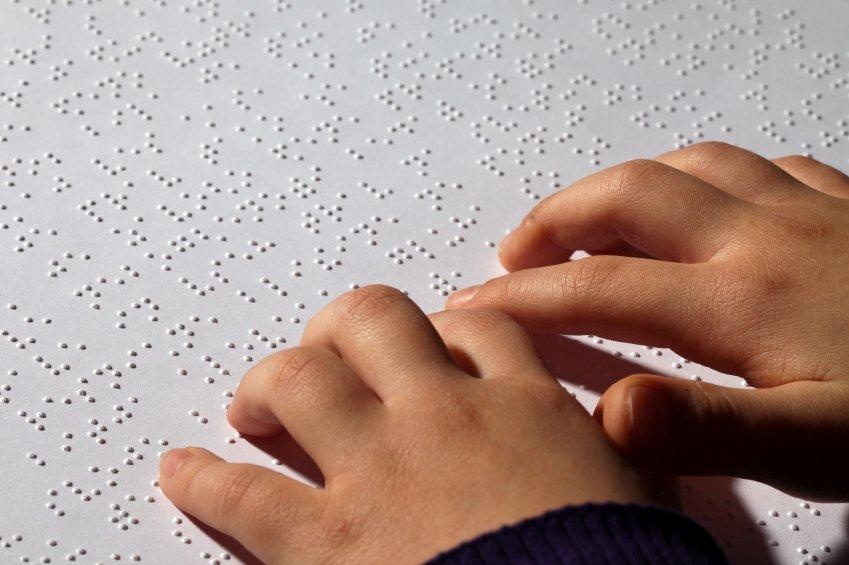 Braille for the blind.